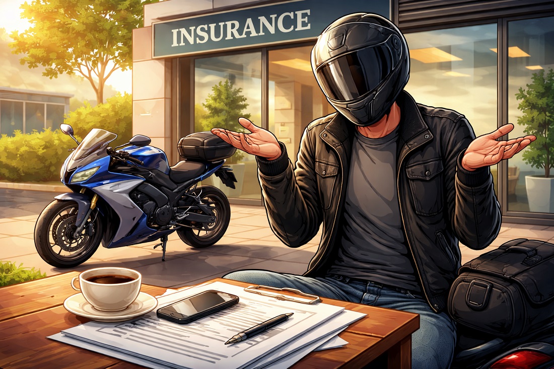 Motorcyclist figuring out coverage insurance