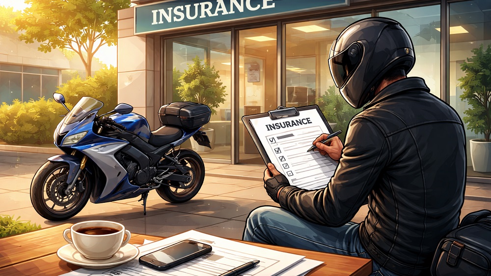 biker figuring out how insurance works